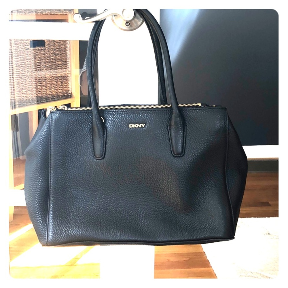 DKNY Black Pebbled Leather Satchel